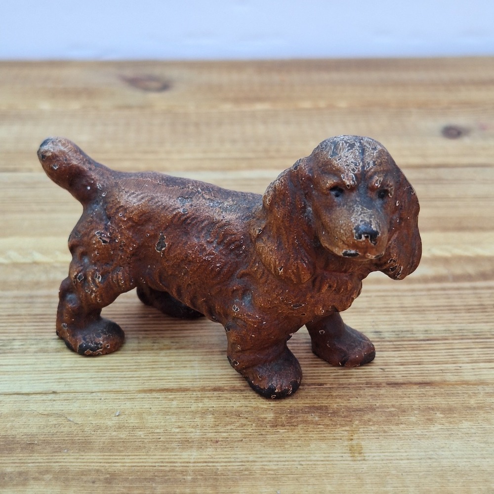 Hubley Cast Iron Cocker Spaniel Dog Paperweight Brown Collectible